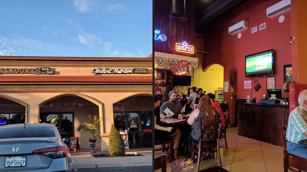 Casual tables and chairs inside a family-friendly restaurant.
